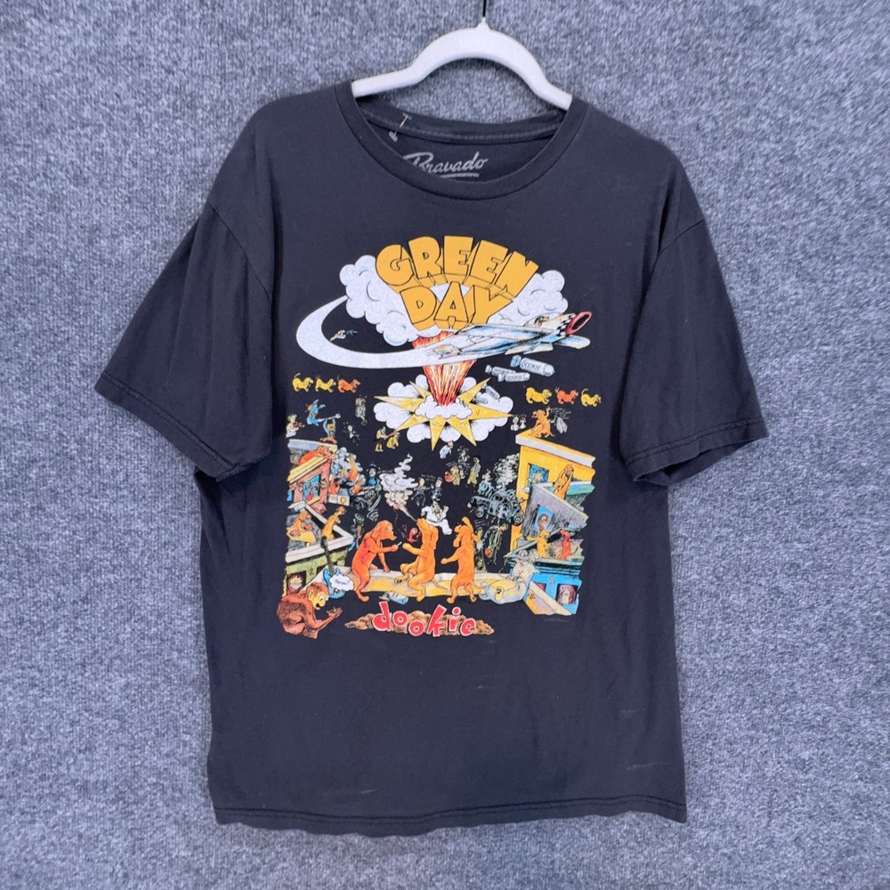 Green Day Tshirt Mens XL Black Dookie Album Cover Art Band Tee Graphic Bravado